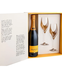 Champagne Drappier Carte d'Or Brut Gift Pack with Two Champagne Flutes Glasses