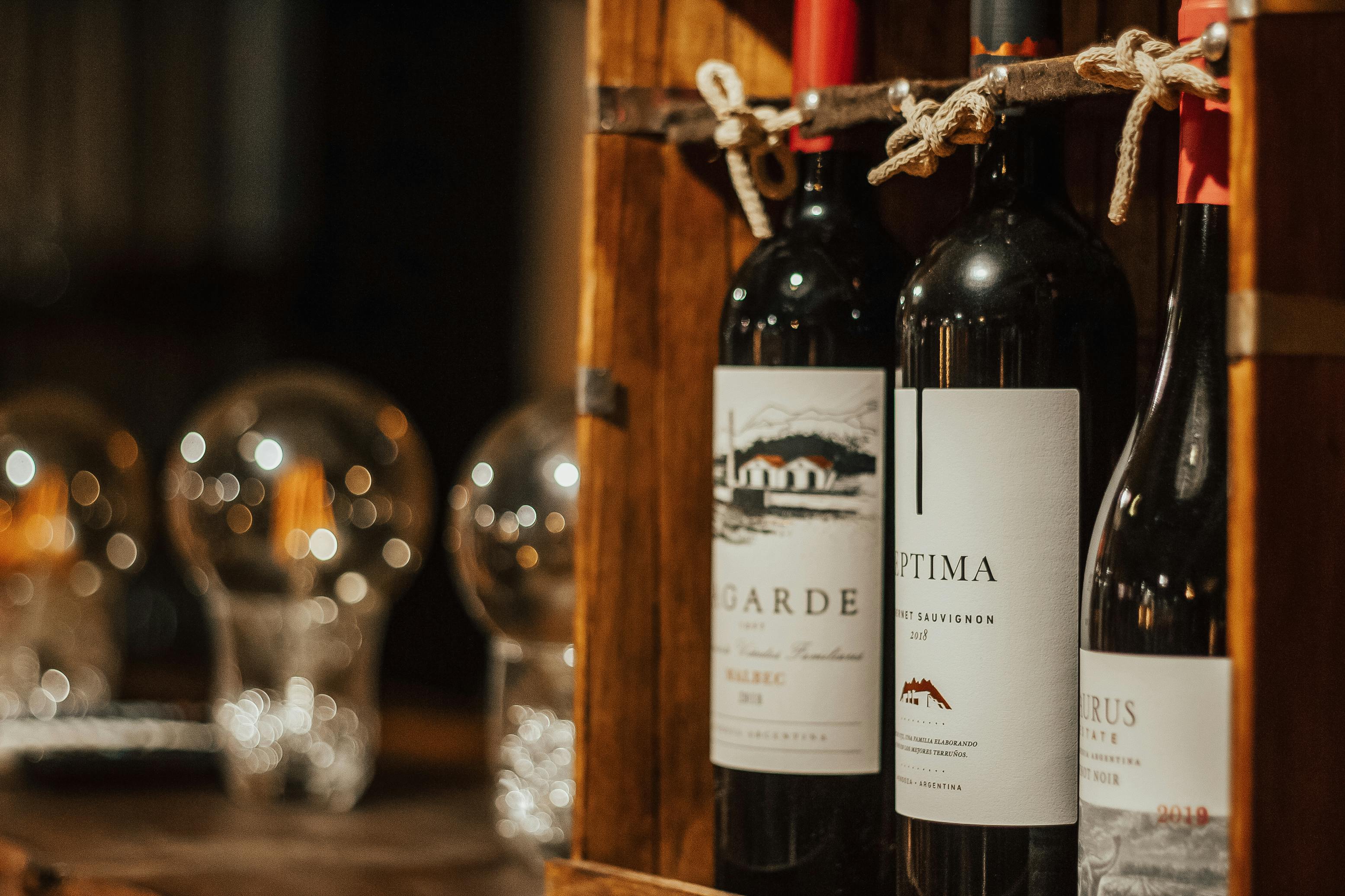 bottles of wine showing the labels